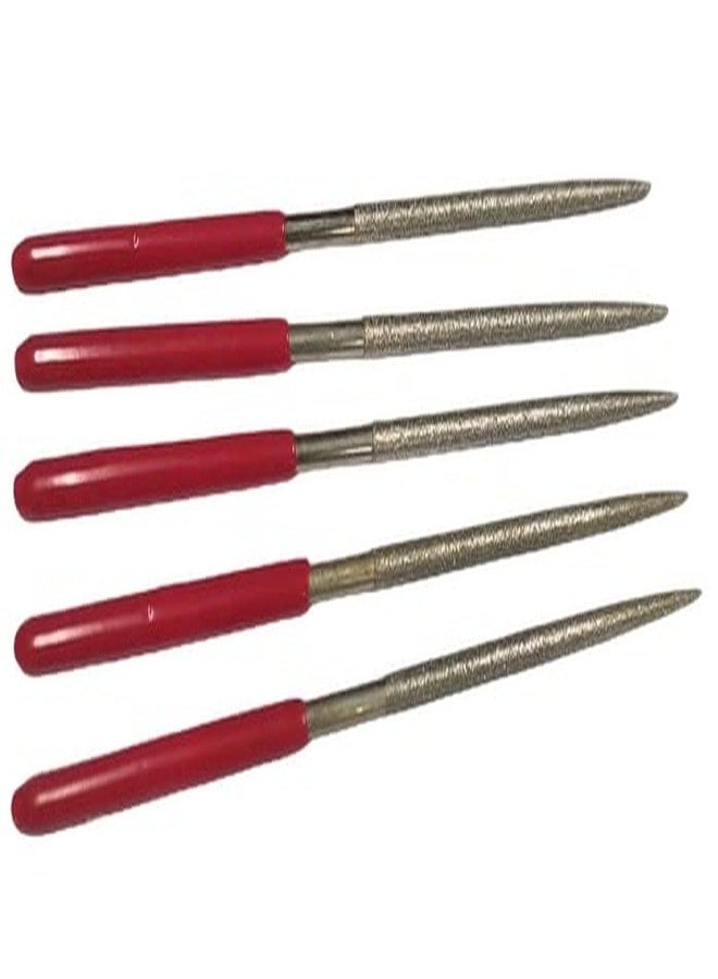 DLEIN Diamond File Round Needle Diamond File for Metal Glass Stone Jewelry Craft Works Grinding Sewing Hand Tool Suit Polishing Dealing Tools for Ceramic Glass Gem Stone and Crafts 140mm(Round 5pc) - Image 4